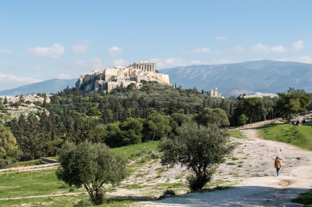 A beautiful shot of the monumental Filopappou Hill in Athens, Greece at daytime